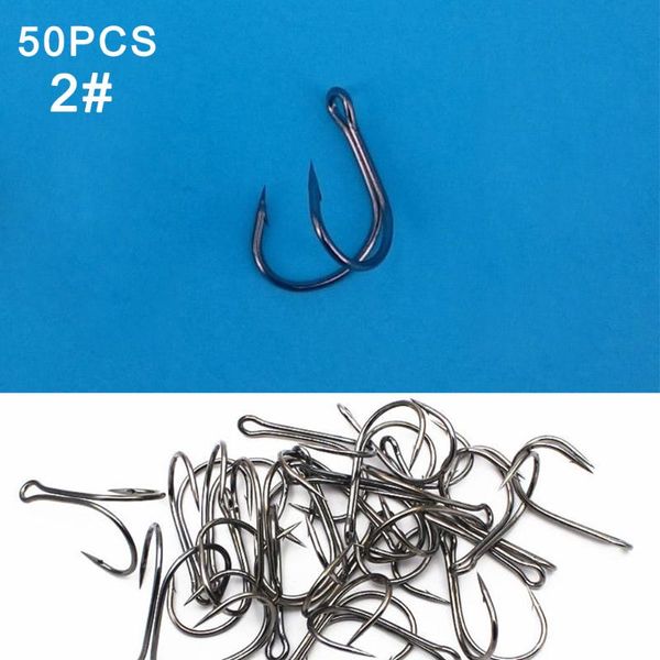 

50pcs fishing accessory steel soft lures lightweight double hook fish bait holder 3 size hooks