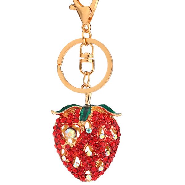

souvenirs pendant diamond inlaid strawberry key chain rhinestone bag accessories yiwu activity gift