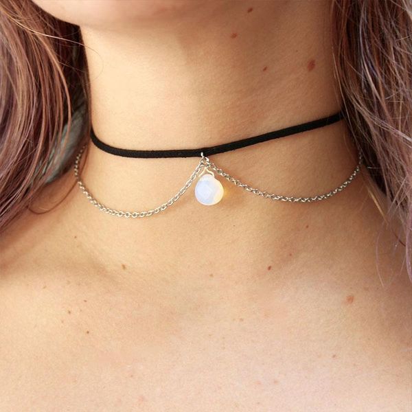 

chokers black choker/ crystal necklace/ chain healing crystal/ gifts for her/ choker, Golden;silver