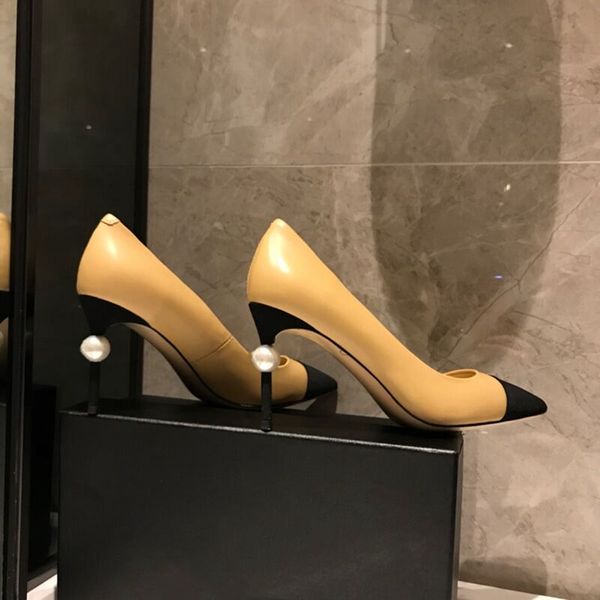 

ladies pointed-toe high heel shoes luxury brand designer shoes women mixed colors dance party summer outdoor, Black