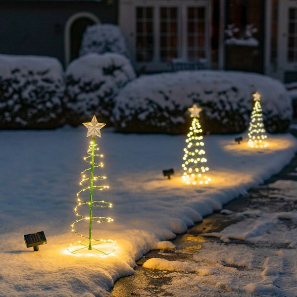Weihnachtsbaum LED Dekoration Solar Lichterketten Rasen Stern Warme Dekorationen Garten Willkommen 2022 Neujahr