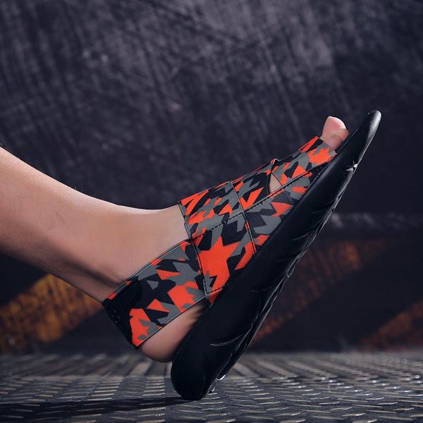 

sandals 2021 summer beach men outdoor sport casual shoes cushion non-slip mesh breathable male fashion slippers, Black