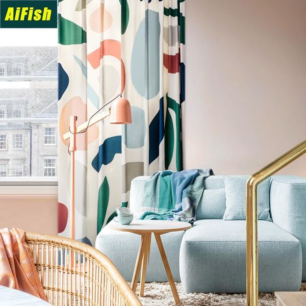 

simple stylish color printing curtains for home interior room hall blackout bedroom balcony cortinados tm097 curtain & drapes