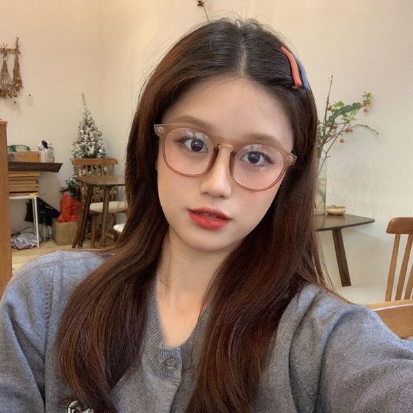 

sunglasses matte brown anti-blue glasses frame women fashion plain men eyewear cute decorative computer, White;black