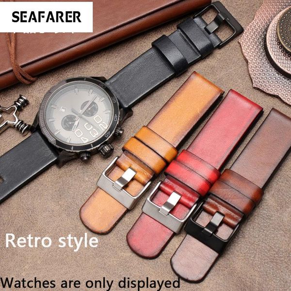 

watch bands high-quality leather strap adapted to dissert strapdz7395 7406 7257 4318 series retro men's dermal chain 2426mm, Black;brown