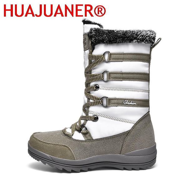 

boots winter outdoor snow with plush and thick warm medium tube anti slip waterproof northeast climbing large women', Black