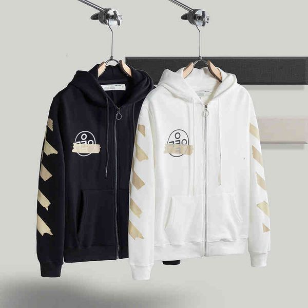 

off trendy arrstyle 2021 new casual zipper hoodie style, Black
