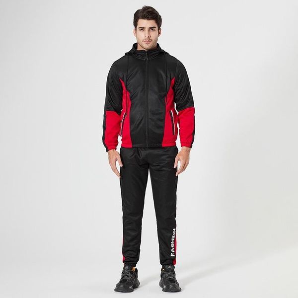 

men's tracksuits brand tracksuit men set two pieces patchwork zipper man sportswear hodeed+pants male casual sweatshirts slim letter su, Gray