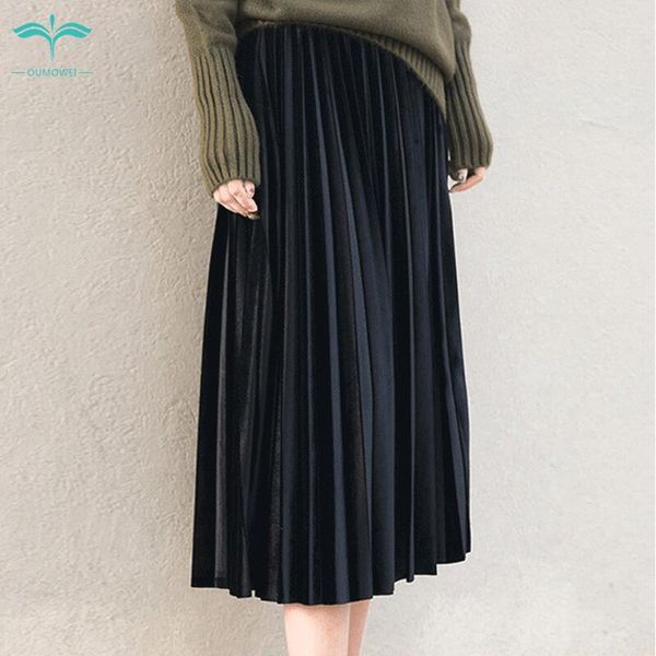 

skirts oumowei high waist women women's elastic chiffon loose pleated wide palazzo skirts/capri overlay m to 6xl, Black