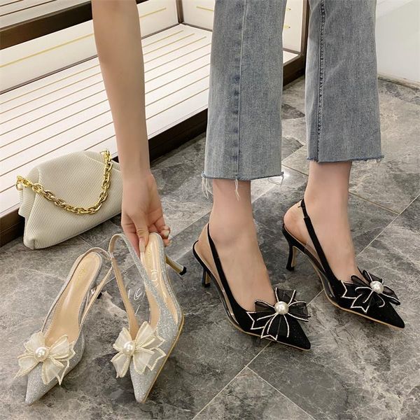 

dress shoes women's sandals sequins rhinestones high heels woman pumps 2021 high-heeled fashion party women, Black
