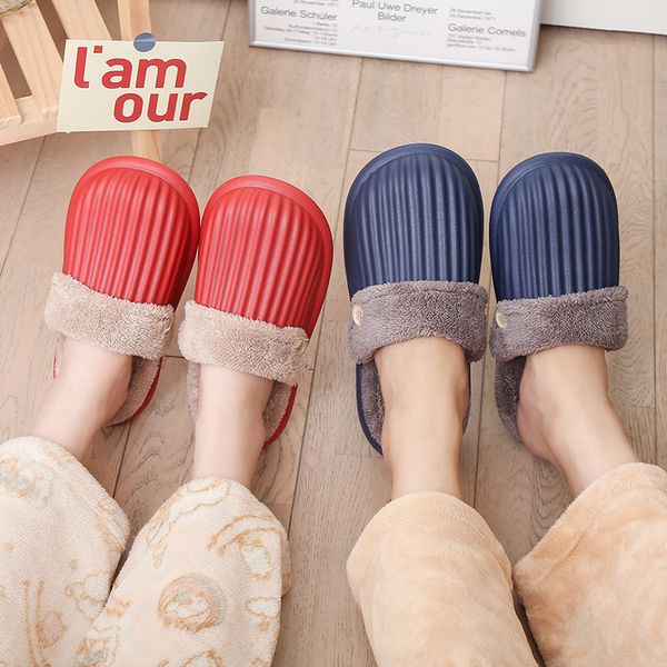 

eva cotton slippers couples baotou home can be disassembled and washed in winter wear warm outside, Black