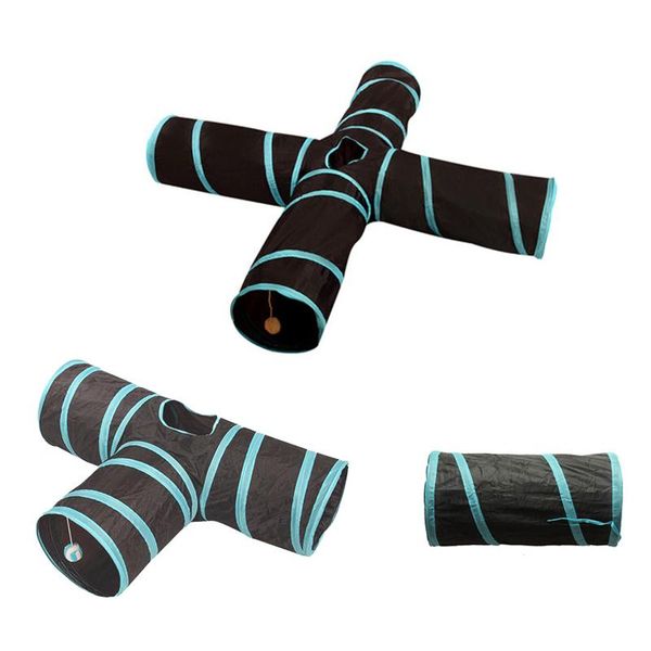 

cat toys indoor 2/3/4-way collapsible tunnel tube kitty bored pet peek hole toy puppy kitten