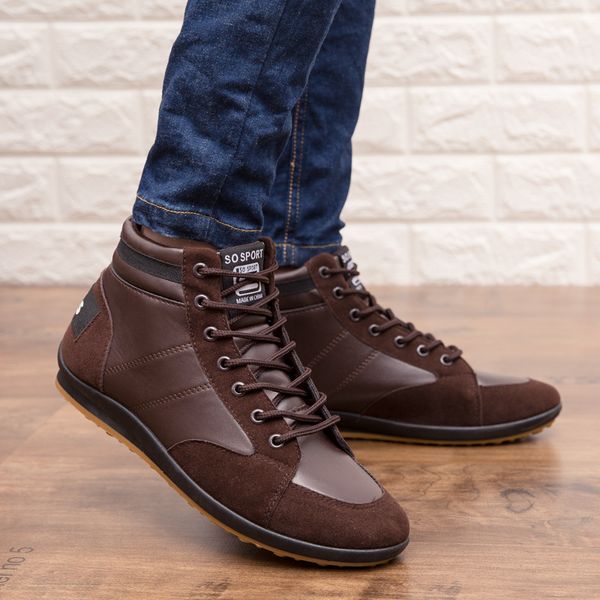 

2021 new spring 2020 new retro mid-mens casual shoes large size shoes british leather boots microfiber mens shoes cross-border 806, Black