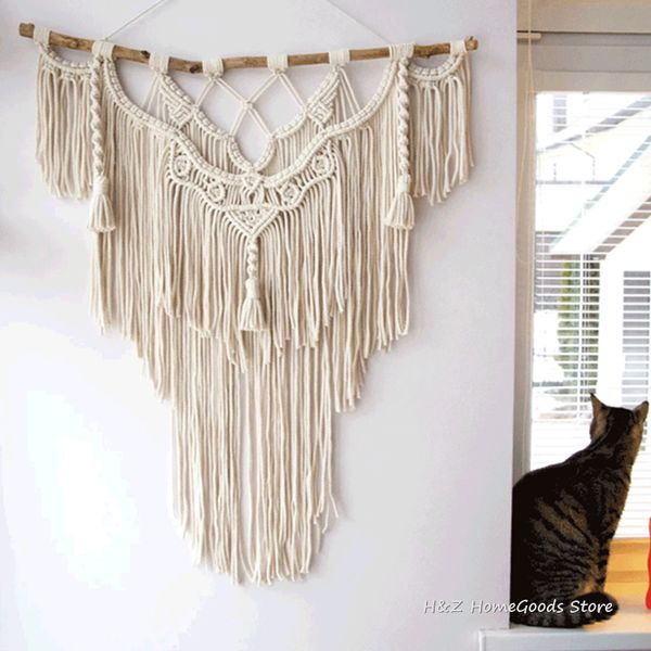 

big size macrame tapestry wall hanging bohemian handicrafts woven modern boho living room bedroom wall decoration 75*100cm