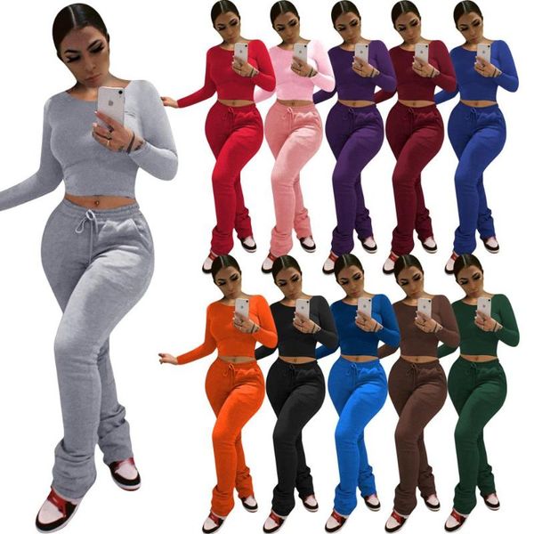 

stacked sweats two piece set sweatpants women 2 sets womens outfits tracksuit crop pants women's tracksuits, Gray