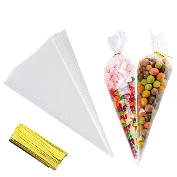 

gift wrap diy candy bag wedding favors birthday party decoration sweet cellophane transparent cone storage with organza pouches