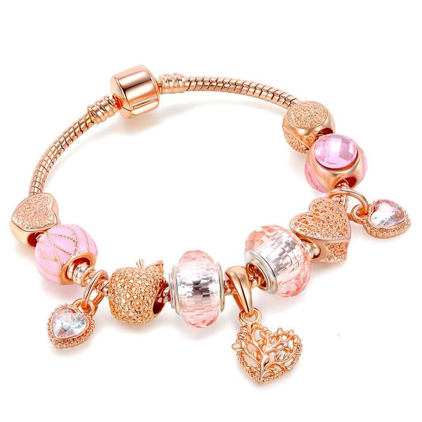 

rose gold beaded bracelet, alloy big hole love gifts from friends, Black