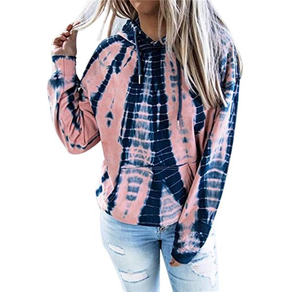

women's hoodies & sweatshirts casual women fashion long sleeve tie-dye printed hoodie hooded loose for ladies, Black