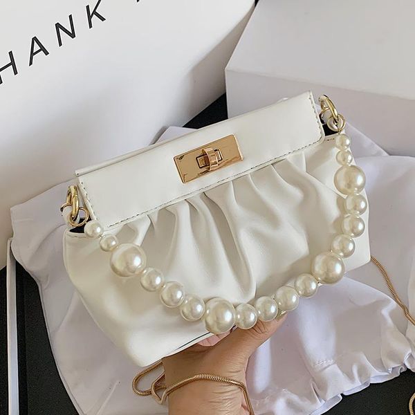 

cross body crossbody bags for women small pu leather chain sling bag 2021 elegant shoulder handbags female totes pearl handbag yellow
