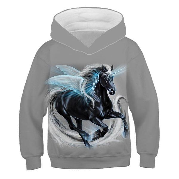 

men's hoodies & sweatshirts children's hoodie 3d printing animal horse boys and girls children sports pattern funny hooded costume, Black
