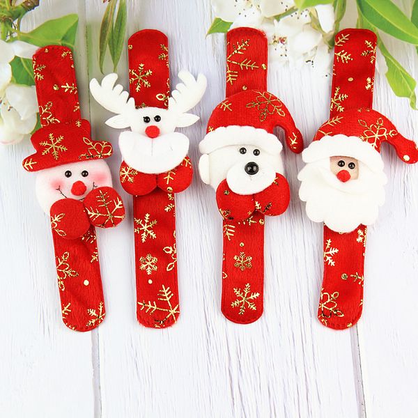 Hot Stamping Braccialetti di Natale Giocattoli per bambini Babbo Natale Pat Anelli Pupazzo di neve Elk Snap Rings