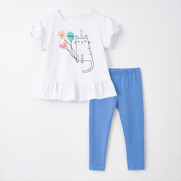 

quality kids baby girl clothes set 100% cotton summer t shirt pants 2pc children suits bebe girls infant casual outfit, White