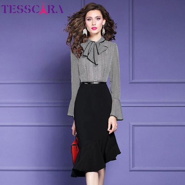 

women spring elegant office dress festa cocktail party robe femme vintage bow designer trumpet vestidos casual dresses, Black;gray