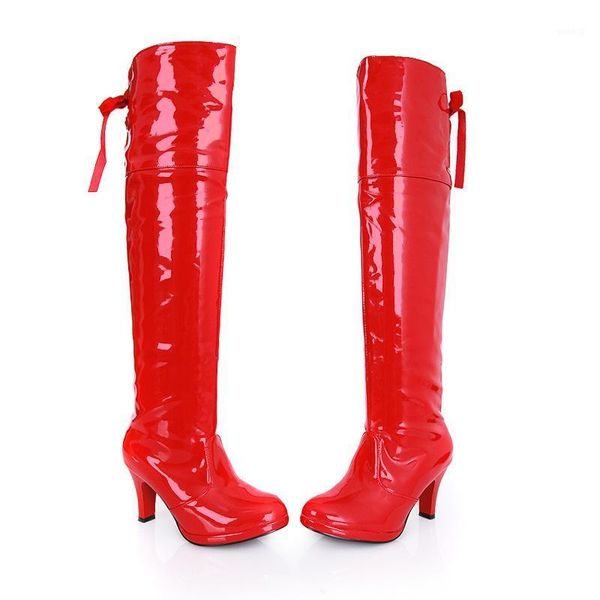 

boots high heel dance 2021 long nightclub patent steel thick women's1, Black