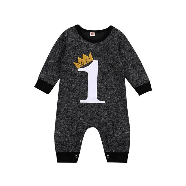 

jumpsuits baby boy girl number printed first birthday rompers 0-24m born infant toddler spring fall casual cotton o-neck, Blue