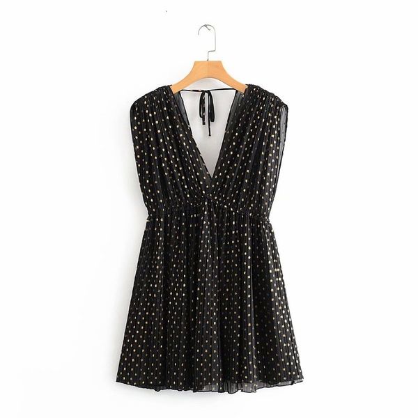 

casual dresses the european and american fashion dot fold dress aazz58-9613 monj, Black;gray