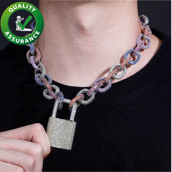 

mens diamond pendant luxury designer hip hop jewelry 14k gold plated iced out lock pendants necklace rapper fashion accessories large charm, Silver