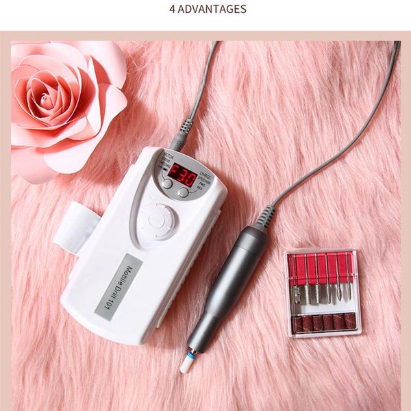

nail drill & accessories portable rechargeable polisher 30000rpm machine for gel art removal manicure pedicure grinding set tools