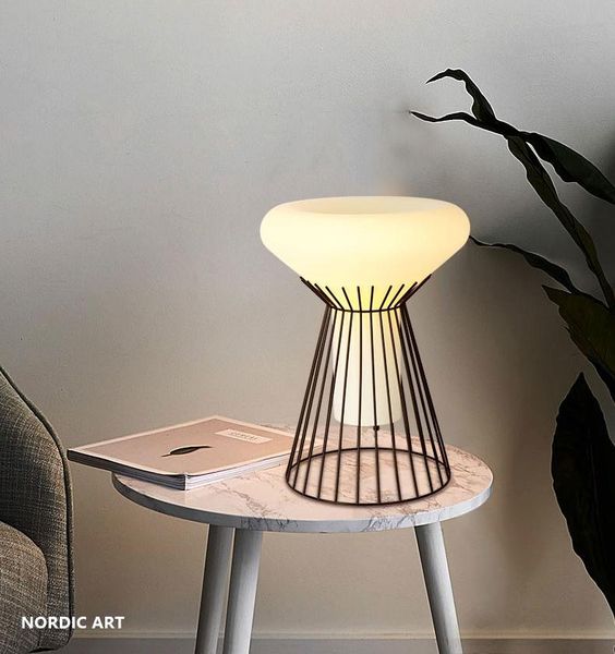 

nordic metal glass table lamp retro restaurant bar villa el home living room bedroom bedside decor desk light ta147 lamps