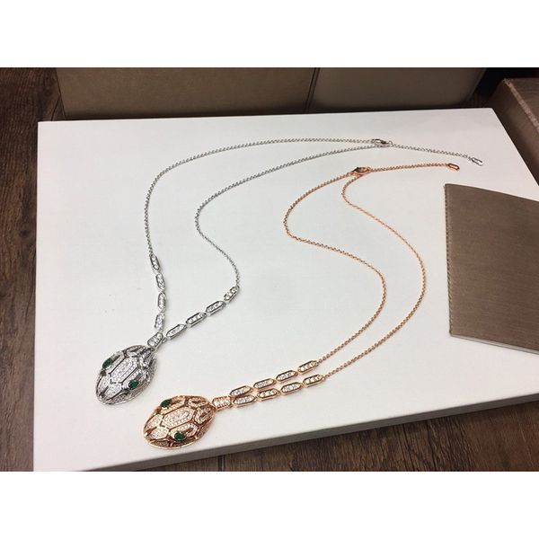 

2020 new serpentine green stone gold necklace for women gold pendant for women fashion designer brand jewelry for women with box, Silver
