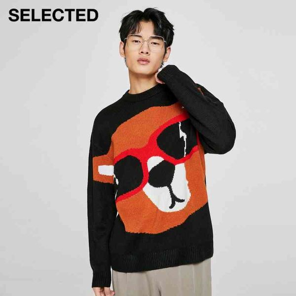 

selected new men's trendy woolen loose bear knit sweater s|420424082, Black