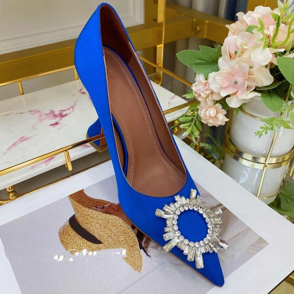 

quality designer party wedding sandals 2021 summer bride ladies slides fashionable dress shoes pointed toe high heels leather sequins rhines, Black