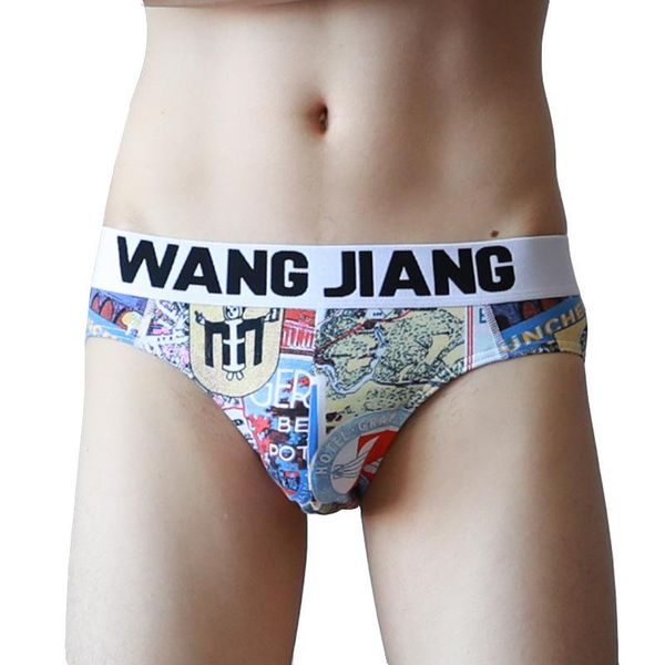 

underpants men's briefs fashion personality printed breathable cotton sports low waist slim fit, Black;white