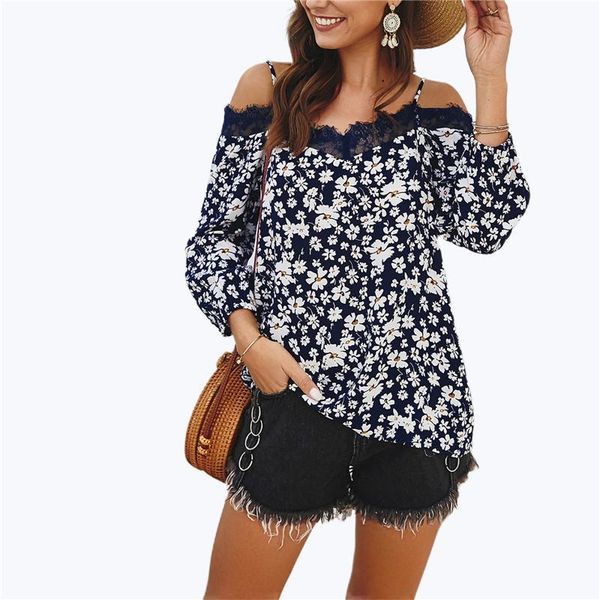 

women's t-shirt women long sleeve floral print female ladies summer spring holiday spaghetti strap lace vest 3 colors, White