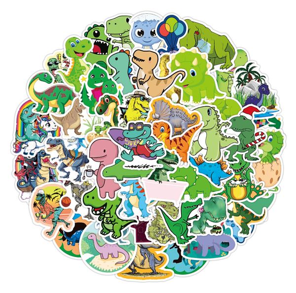 

50pcs cute cartoon dinosaur animals waterproof wall sticker for lapbook bike
