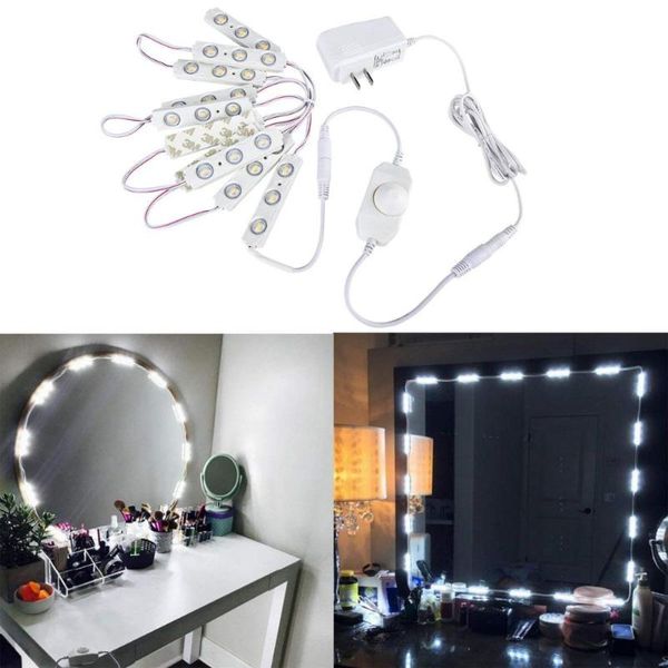 

make up mirror light dimmable soft white 10 led module bulbs 6.56ft with switch dimmer and power supply for cosmetic mirro modules