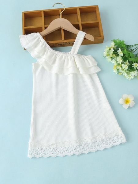 

baby ruffle detail contrast lace dress she, Red;yellow