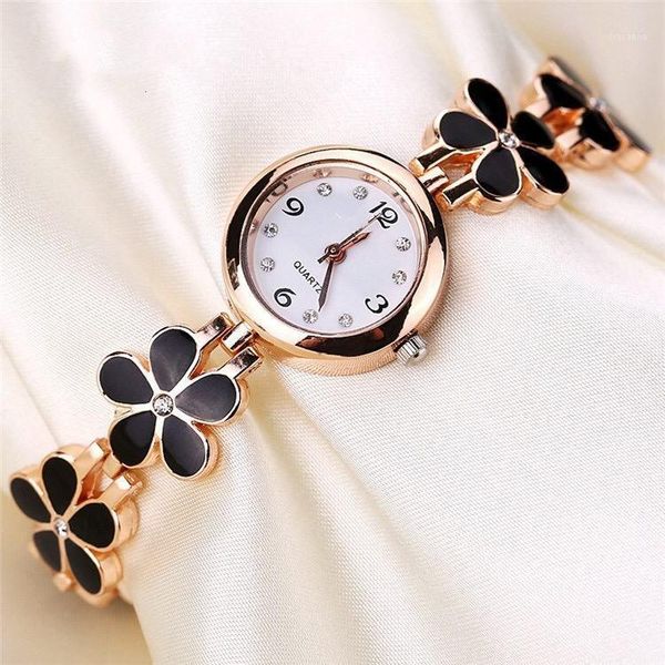 

luxury simple casual fashion bracelet watch flower strap wristwatch dress elegance quartz for women gift wristwatches, Slivery;brown