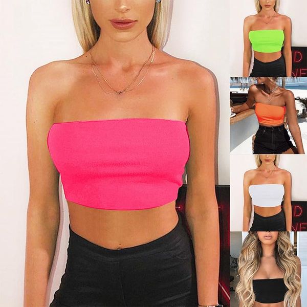 

women's tanks & camis fashion high elastic strapless bottoming shirt tube top, White