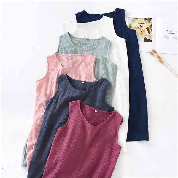 

summer cotton crepe night dress sleeveless ladies wear loose women sleepwear solid nightwear home sleepshirts vest skirts, Black;red