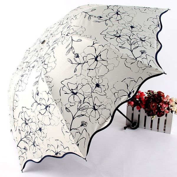 

umbrellas chic floral anti-uv foldable sun compact women female ladies lady windproof rain lovely flower 8k parasols umbrella
