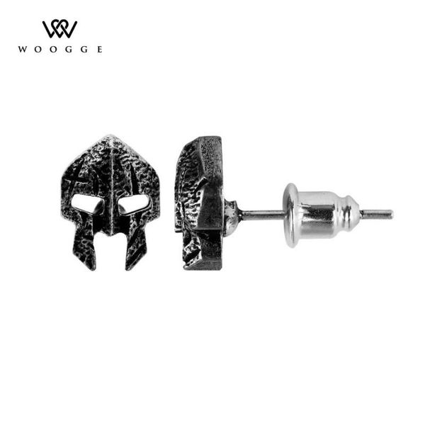 

pendientes mujer moda 2021 fashion jewelry punk antique silver sparta warrior helmet mask viking earring stud earrings for women, Golden;silver