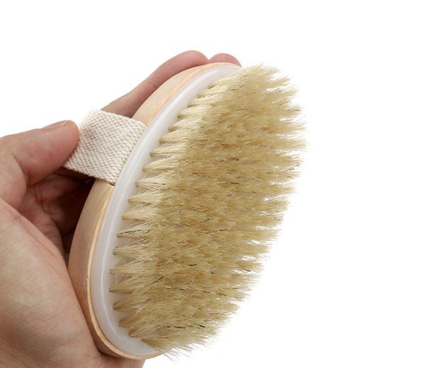 

dry skin soft natural wooden bath shower bristle spa body brush without handle