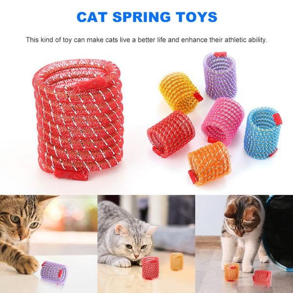 

cat toys 5 pcs kitten coil spiral springs pet toy swatting interactive random color