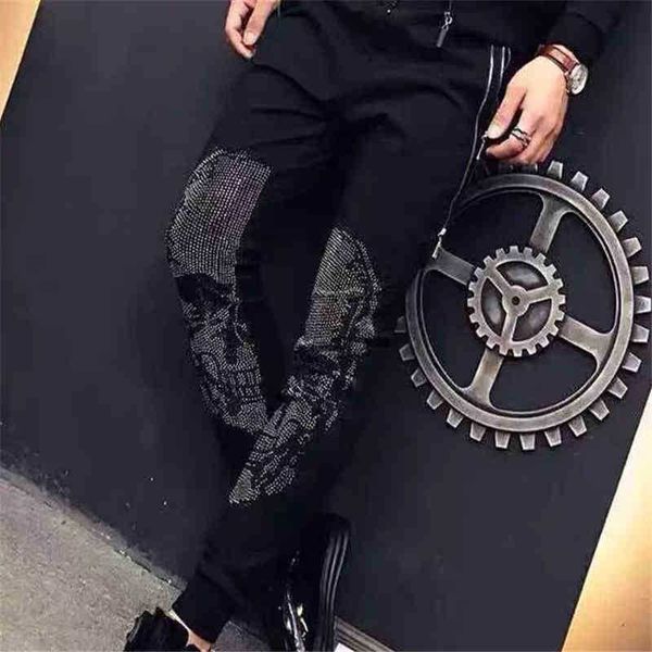 

men's pants pant the drilling skull brand casual pants men's dark thin feet d e0vl, Black