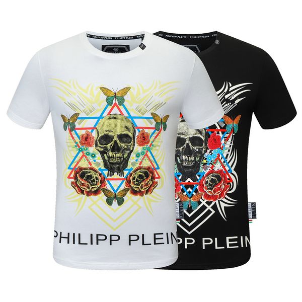 

2021 plain men t shirts cotton women clothes funny short sleeve o neck tees printing phillip t-shirts pp 3, White;black